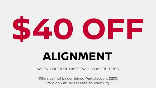 Coupon for $40 OFF ALIGNMENT WHEN YOU PURCHASE TWO OR MORE TIRES